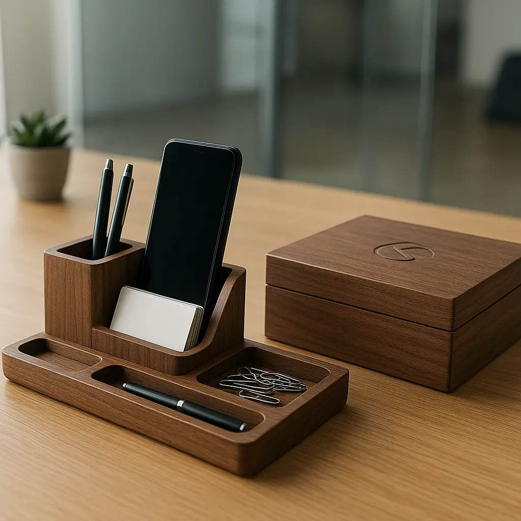 Holz-Organizer und Firmenpräsente